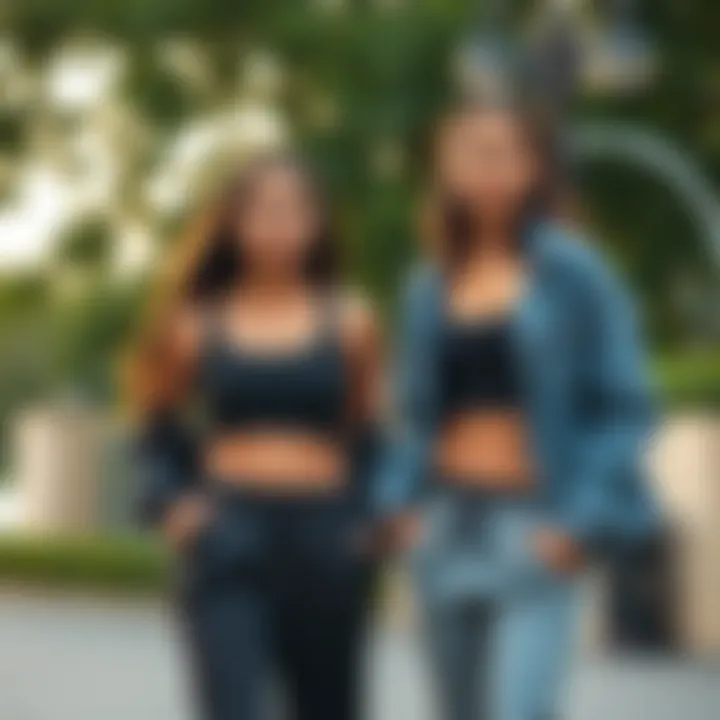 Sustainable fashion elements in sweatpants and crop tops