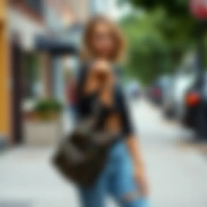 Fashionable outfit paired with a camo shoulder bag