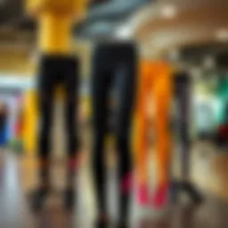 Stylish workout leggings displayed in a vibrant fitness studio