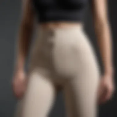 Stylish tummy control high waist pants on display