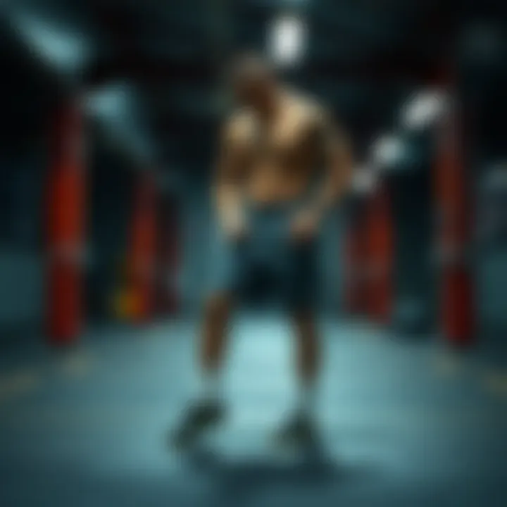 Stylish UA woven training shorts displayed in a dynamic training environment