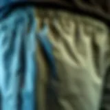 Close-up of UA woven training shorts showcasing fabric texture and design details