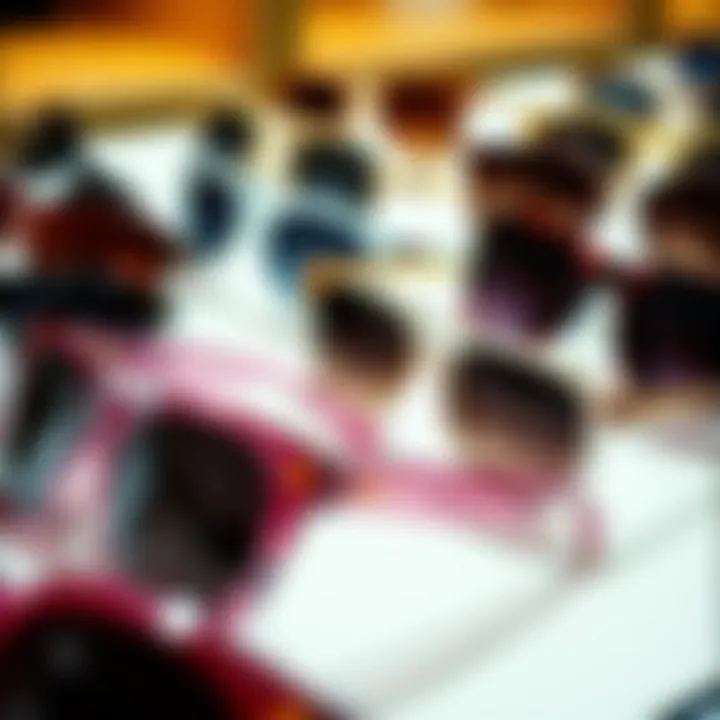 Artistic Display of Styles Different styles of acrylic frame sunglasses displayed artistically