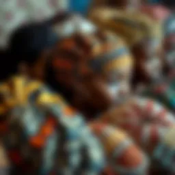 A colorful collection of hair caps designed for braided hairstyles showcasing various patterns and textures.