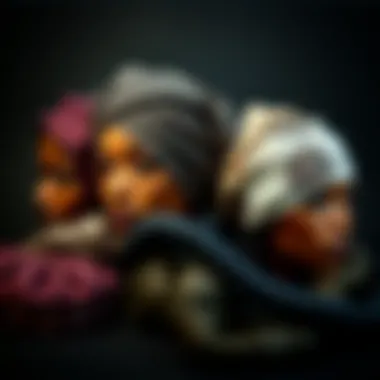 A creative arrangement of hair caps in different styles, accentuating their versatility in fashion.