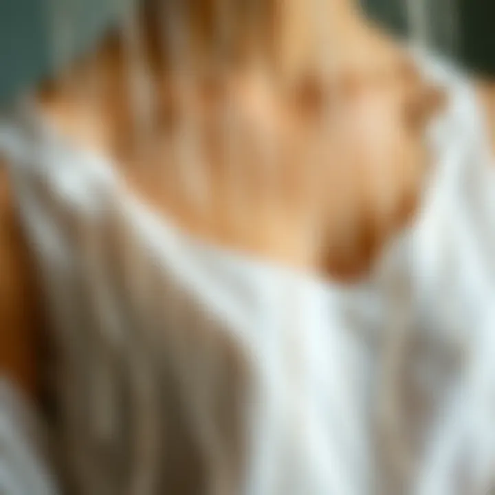 Elegant thin strings showcased in high fashion garments.