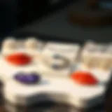 Elegant display of various vertical labret lip jewelry pieces showcasing unique designs.