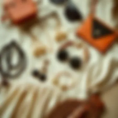 A stylish flat lay of accessories paired with a vintage dress