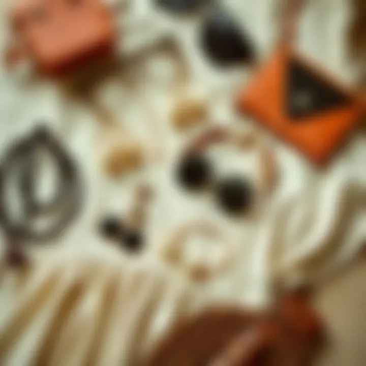 A stylish flat lay of accessories paired with a vintage dress