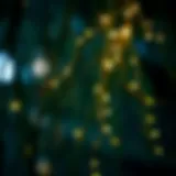 Willow branches intertwined with delicate fairy lights