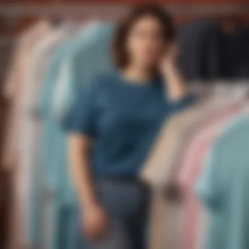 Variety of plus size cotton t-shirts displayed on a vibrant backdrop